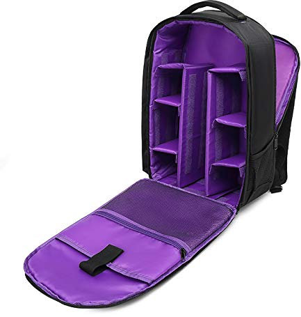 LEEMASING Bolsa impermeable de gran capacidad para fotografía al aire libre, mochila de viaje para cámara réflex, Púrpura, L, Moda