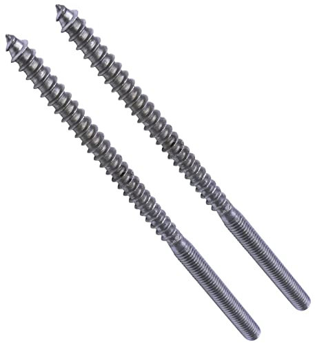 AERZETIX - C57572 - Lot de 2 Vis à double filetage M6x120mm en inox A2 - goujon patte à vis