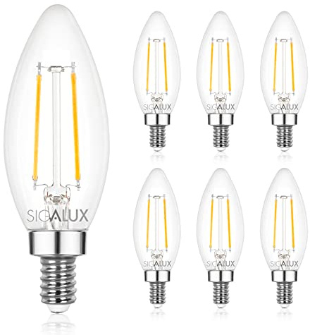 Sigalux E12 LED Bulb Dimmable, 40 Watt Candelabra LED Light Bulbs, Chandelier Light Bulbs, B10 5000K Daylight, Type B Candle Light Bulbs UL Listed, 6 Pack Visit The Store