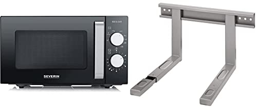 Severin Four Micro-ondes, Gril, 20L, jusqu’à 1 000W, 9 niveaux de puissance, Fond plat céramique & Hama Xavax Support mural pour micro-ondes (porte micro-onde, 27 x 47 x 5 cm) Argent