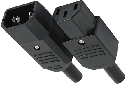 PATIKIL AC250V 10A IEC320 C13 C14 Connettore, 1 Coppia Maschio Presa Adattatore e Femmina Spina Adattatore per Elettrici Apparecchi, Nero