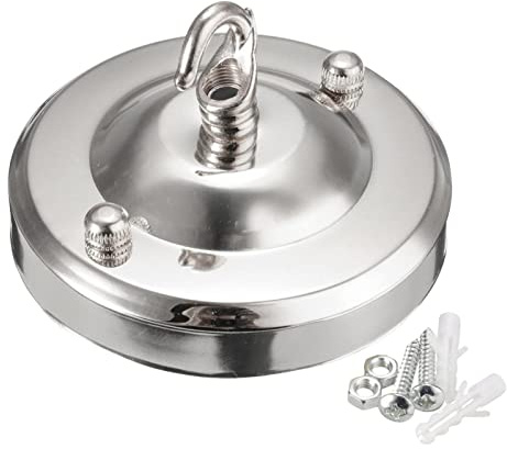 MagiDeal Deckenrosette Hakenplatte Vintage Eisen Kronleuchter Leuchte Basis Deckenlampe Beleuchtung Heavy Duty Vintage Deckenhaken Deckenhaken Platte, Silber