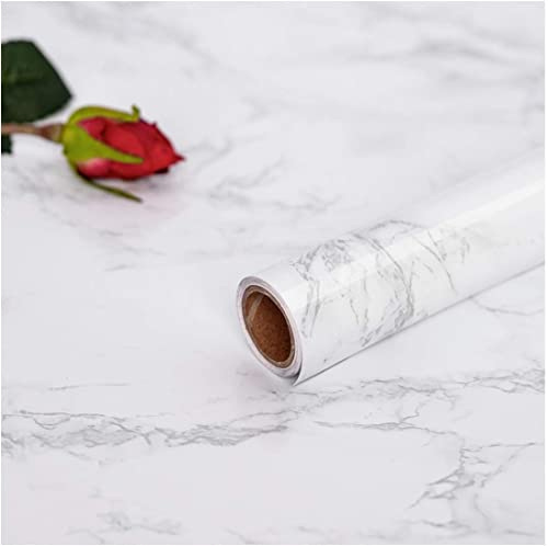 Hode Möbelfolie Selbstklebend Marmor 90X600cm, Klebefolie Möbel Marmoroptik, Marmor Selbstklebende Folie für Möbel Fensterbank Schrank Schminktisch Tapete Weiss
