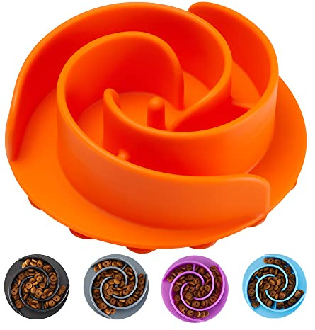 Slow Feeder Dog Bowls Insert, Animire Soft Silicone Slow Eating Dog Food Bowl for Small, Medium and Large Dogs, Compatible with Regular and Elevated Bowls