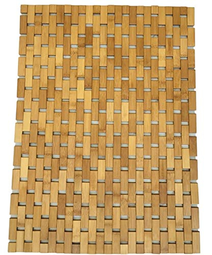 IZDOGA Bambus Badematte,rutschfeste Bambus Duschmatte,Türmatte mit Rutschfesten Füßen,Küche Boden Matte,Mehrzweck-Matte aus Bambus Holz,für Küche/Schlafzimmer/Badezimmer/SPA/Sauna (60 * 90cm,Natural)