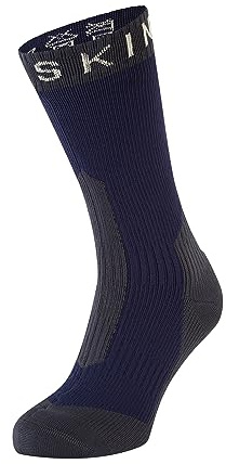 SEALSKINZ Stanfield, calzino impermeabile per il freddo intenso, media lunghezza, blu navy e grigio, L