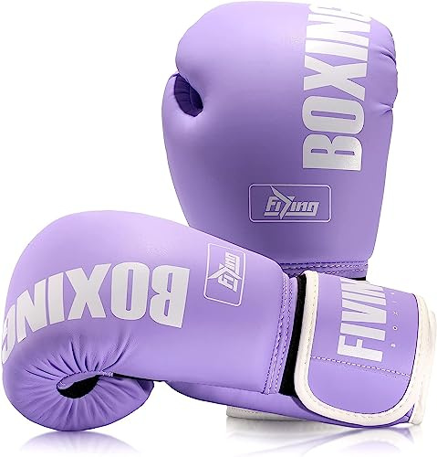 FIVING Pro Style boxningshandskar för kvinnor, PU-läder, träning, muay thai, sparring, kampsport, boxningshandskar, träning för kvinnor (violett, 30 ml)