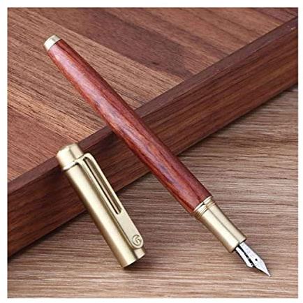 OUSIKA Füllfederhalter, Naturholz-Füllfederhalter, Iridium, EF/F/gebogene Spitze, glatter Schreibstift mit Box, Geschenk for Studenten, Büro, Schule Schreibgeräte (Color : A, Size : F)
