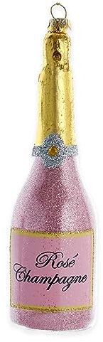 Kurt S. Adler Champagnerflaschen-Ornament aus Glas und Zinn, Rosa