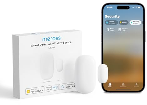 Meross WLAN Tür- und Fenstersensor, Erfordert Meross Hub, Mini Smart Magnetischer Fensterkontakt mit Echtzeit Alarm, Kompatibel mit Alexa, Apple Home, Google Home und SmartThings (Enthält keinen Hub)