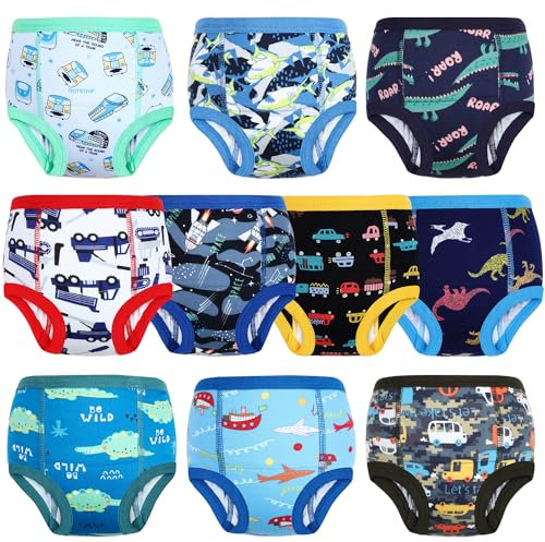 MOEMOE BABY Töpfchen Trainingshose, 10 Stück Baumwolle Töpfchen Trainingshose Kinder Trainer Töpfchentraining Unterhosen für Jungen Mädchen, Blau, 4 Jahre