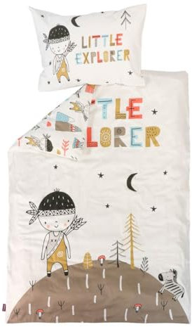 Puckdaddy Kinderbettwäsche-Set Tove - Entdecker 100x135 cm, Weiß
