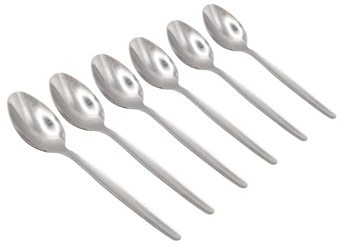 Argon Tableware Economy Stainless Steel Teaspoons - 13.5cm - Pack of 6 - Silver Tea Spoons High Polished Metal Dishwasher Safe 6-Piece Tea Coffee Sugar Cutlery Set