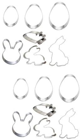 Cabilock 14 Pièces pochoirs de Pâques craquelins biscuit lapin de pâques moule paques pochoir paques truquer des biscuits Emporte-pièce de Pâques moule de bricolage en acier inoxydable Oeuf