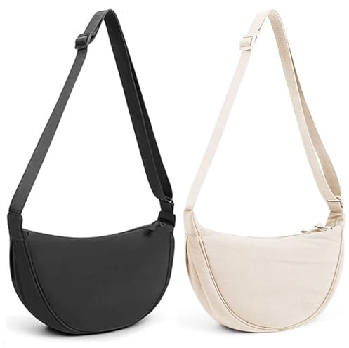 MUNSKT Einfarbige Tragbare Halbmond-Tasche Umhängetasche mit verstellbarer Schultergurt,Casual Crossbody Bag,Damen Halbmond Crossbody Schultertasche