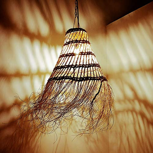 Generico Lámpara colgante de paja artesanal marroquí: estilo étnico, iluminación natural y acogedora 2403211011