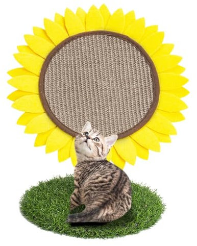 Poste rascador para gatos, bonito poste rascador para gatos, poste rascador para gatos, girasol, poste rascador de sisal para gatos pequeños, muebles de poste rascador para gatos, flores