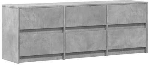 vidaXL TV Schrank, Fernsehtisch mit LED-Beleuchtung, Fernsehschrank mit Stauraum für Wohnzimmer, Lowboard für Fernseher, Betongrau Holzwerkstoff