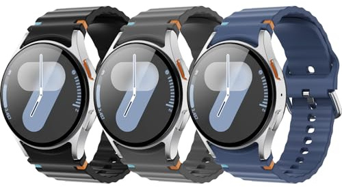 3 Stück Silikon Armband Kompatibel mit Samsung Galaxy Watch 7 FE 6 5 4 40mm 44mm/ 5 Pro 45mm/ Watch 6 4 Classic 43mm 47mm 42mm 46mm Damen Herren BGB