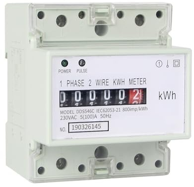 WESLNN Compteur D'énergie Monophasé 4P, 230vac, 50Hz, Wattmètre Électrique Analogique, Rail Din, Compteur D'énergie Surveillance de la consommation d'énergie