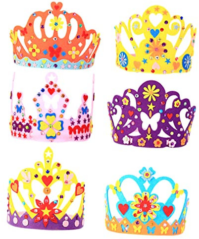 BESTonZON 6 Sätze Kronenhut selber machen Kronen und Diademe für Mädchen Krone Tiara DIY Bastelset bastel set für kinder kindergeburtstags dekoration Diadem-Krone-Bastelset Party-Deko-Hut