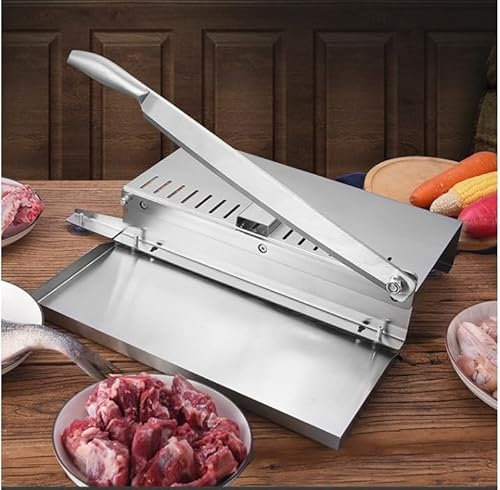 FUYAO Manual Ribs Meat Chopper Stainless Steel Meat Cutting Machine Bone Meat Cutter For Home Commercial Use, Meat Slicer For Fish Chicken Beef Frozen Meat & Vegetables