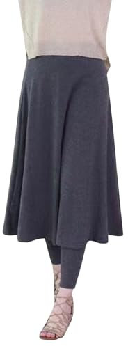 Yoga-Leggings für Damen, Winter, warme Hose, weicher Damenrock mit angenähten Leggings, elastisch, hohe Taille, geteilter Rock mit Leggings, lässig, Thermo-Leggings mit Röcken, Workout-Leggings für