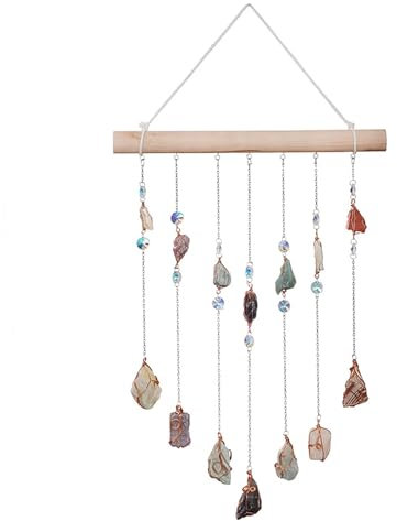 Mokylor Crystal Pendants SunCatcher, Crystal Gemstone Round Ball Home Decor Colourful Crystal Pendants with Stainless Steel Chain Wind Chimes Hanging Ornament for Home Patio Garden