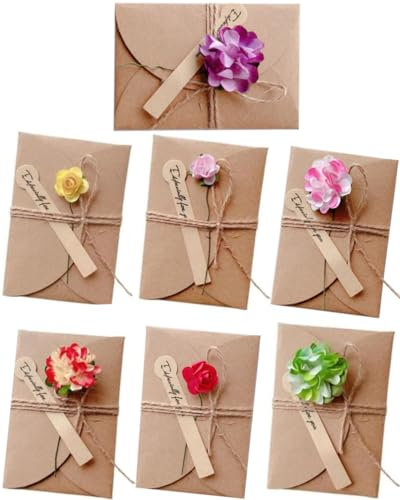 TOZBLEU Grußkarten,8Stück Getrocknete Blumen Grußkarten mit Kraftumschlag,8 verschiedene Arten von Blumen,Handgefertigte Grußkarten,Dankskarten,für für Erntedankfest Valentinstag Muttertag(105*70mm)