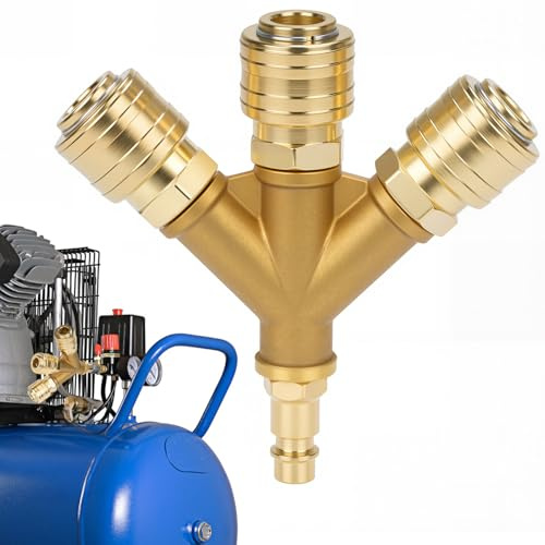 Sukudon Distributore d'aria ad aria compressa morbida 3 vie con 3 frizioni, NW 7.2 1/4 AG, tubo dell'aria ad innesto rapido, distributore d'aria ad aria compressa con filettatura esterna, tubo