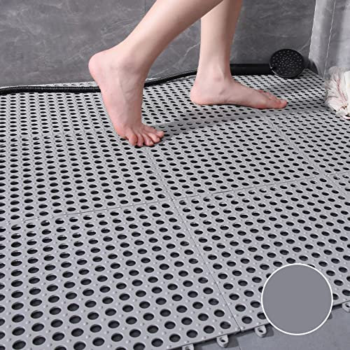 YJYJY 9 Pack Interlocking Floor Mat Restaurant Kitchen Mat with Drain Holes for Floor Anti Fatigue Bar Mat Door Mat Non