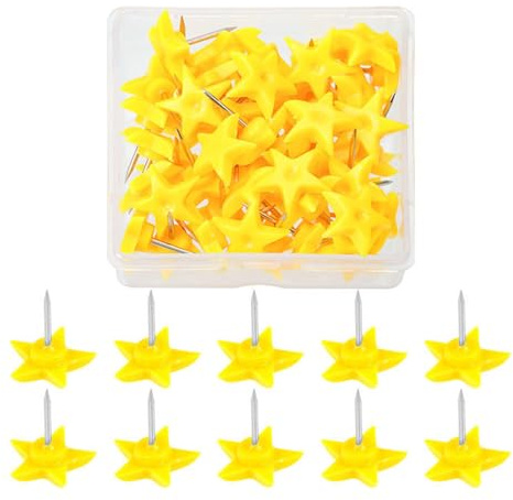 CQEAZ 50Pcs Push Pins Cork Notice Board Thumb Tacks Drawing Pins Flower Star Gear Flat Head Pushpin for Office Bulletin Board Push Pin