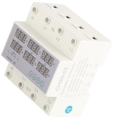 Voltmetro amperometro trifase su guida DIN Protezione automatica da sovratensione e sovracorrente AC 390-500 V