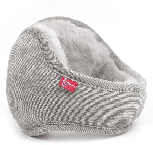 Harssidanzar Winter Ohrenschützer für Männer, Frauen Faltbare Cord Ohrenwärmer Unisex Einstellbare Ohrenschützer HU304EU,Grau