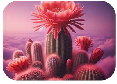 Coral Cactus Bloom Memory Foam Microfiber Bath Mat with Anti-Slip Backing – Premium Quality for Your Bathroom