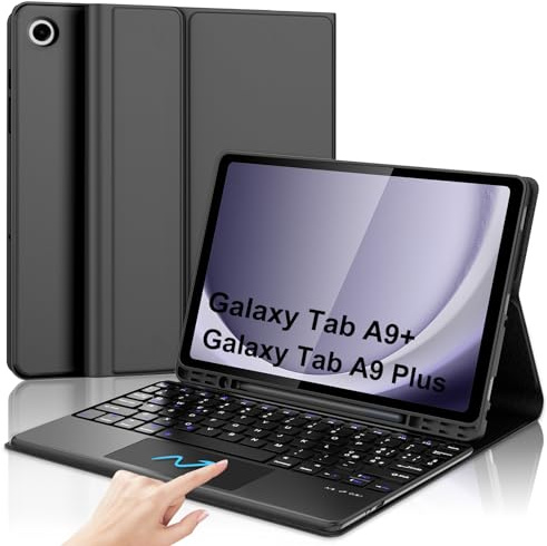 JADEMALL Tastiera con Trackpad per Samsung Tab A9+ 11 2023 | Italiano QWERTY Bluetooth Magnetica Staccabile con Touchpad per Samsung Galaxy Tab A9+ Plus 11 2023, Nero