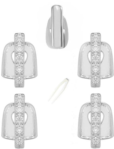 Diamant Grillz, Kucheed Glänzende Einzelzahn Grill Kappen-Sets, 18 Karat Vergoldeter Hip-Hop Zahnschmuck mit Silikonhülle, Trendiger Zahnschmuck für Rapper Kostümpartys und Streetwear
