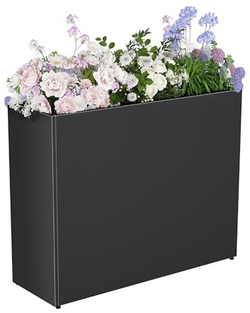 TinFrey Jardinera de Exterior Grande 96 cm, Macetero Rectangular Exterior Grande Decorativo de Metal para Flores, Resistente a la Intemperie, Ideal para Balcón, Jardín y Terraza