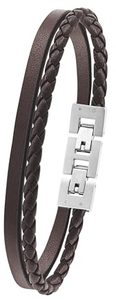 Tom Tailor Armband für Herren, Edelstahl und Leder, 20+1,5 cm, braun, Geschenkidee, Armschmuck, Herrenschmuck, 2100698