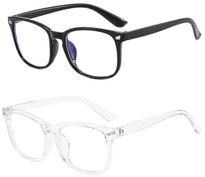 2er-Pack Blaulichtbrillen, Blaulichtfilterbrillen mit transparenten Gläsern, Unisex Blaulichtbrillen für Männer und Frauen, Schutzbrillen gegen Blaulicht, modisch und komfortabel,Brillenbox mit