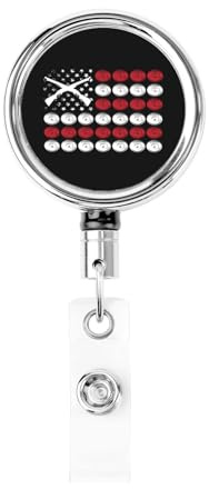 Skeet Shooting USA Flag Trap Shooting Clay Pigeon Badge Reels Holder Retractable Heavy Duty Metal Badge Holder with Belt Clip for Key Name Card Office