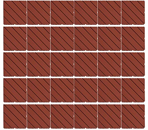 KIMISS Dalles de Terrasse à Emboîtement en Plastique, 30 Pièces, Imperméables et Antidérapantes, Idéales pour Les Patios, Les Bords de Piscine, Les Jardins et Les Espaces Intérieurs (Brown)