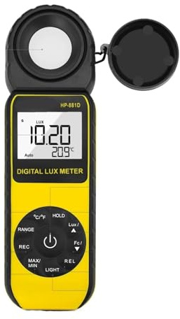 Misuratore di luce, HP-881D Light Meter 400.000 LUX Digital Luxmeter Luminanza Lux Fc Test Max Min Handheld Type Illuminometri Fotometro, Fotografia del misuratore di luce