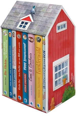 Mein Kinderbuchhaus: Die schönsten Oetinger-Bücher im Spielhaus-Schuber | Hochwertiger Schuber im Schwedenhaus-Stil für ein schönes Bücherregal mit acht beliebten Kinderbüchern für die ganze Familie
