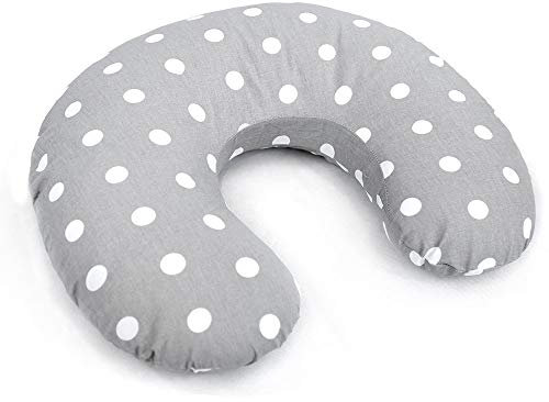 Babymam Breast Feeding Pillow Nursing Pregnancy Baby Cushion and Removable Cotton Cover (Dots grey)