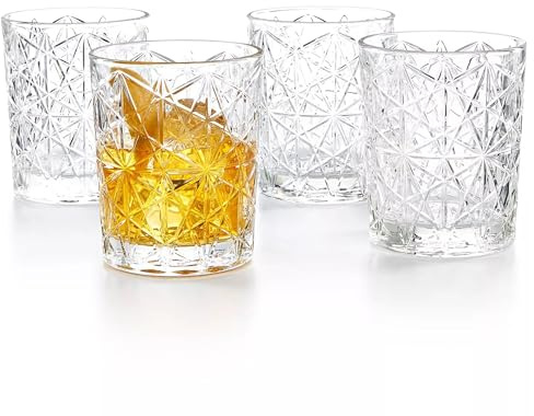 Bormioli Rocco Set di 4 bicchieri Lounge DOF da 382,7 g, trasparenti, per whisky, bourbon, succo e acqua, Made in Italy.