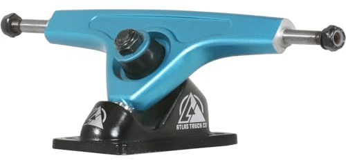 Atlas Truck Co. Kingpin Ultralight Longboard Trucks, 180mm 48 Degree 8mm Reverse, Blue Steel/Black (Set of 2)