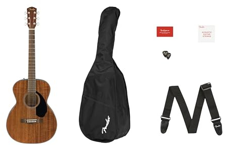 Fender CC-60S All-Mahagoni Concert V2 Pack Akustikgitarre, mit 2 Jahren Garantie, Natur, mit Gigbag und Zubehör | Akustikgitarre für Anfänger, Korpus aus Mahagoni, inklusive Gigbag, Stimmgerät, Plektren, Gurt, 2 Jahre Garantie