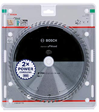 Bosch 1x PRO Wood Kreissägeblätter für Akku-Tischkreissägen (für Weichholz, Hartholz, Ø mm, Professional Zubehör Tischkreissäge)