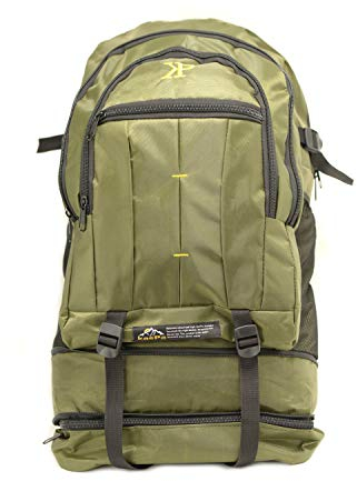 KasPa Trekkingrucksack Wanderrucksack Rucksack für Reisen Outdoor Camping Sport (Grün, 90L)